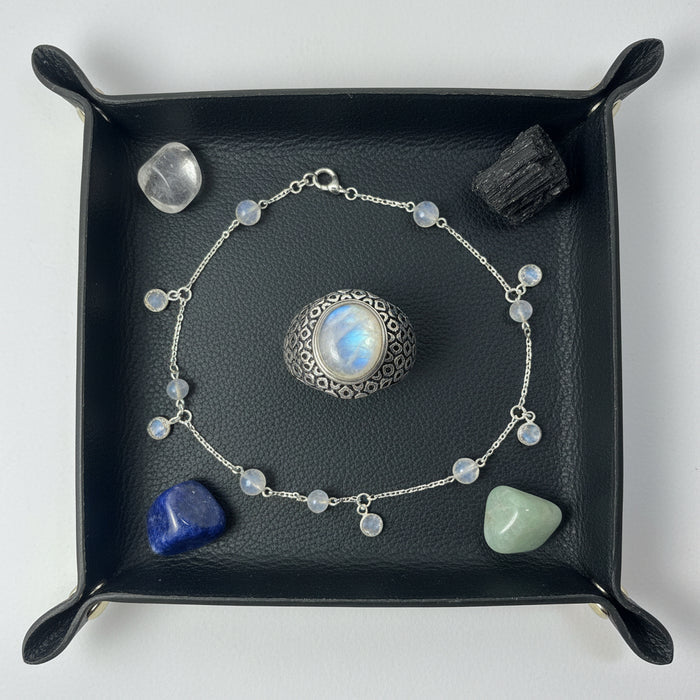 Rainbow Moonstone Ring My Spark Sterling Silver Size 8.5