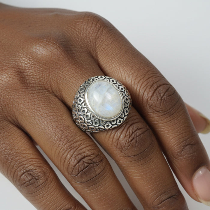 Rainbow Moonstone Ring My Spark Sterling Silver Size 8.5
