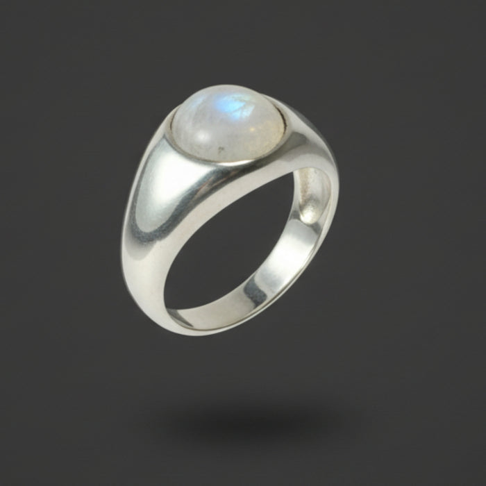 Rainbow Moonstone Ring Mystical Sterling Silver Size 9.5