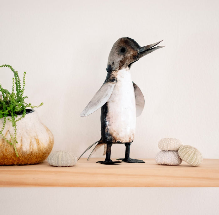 Recycled Metal Penguin Sculpture