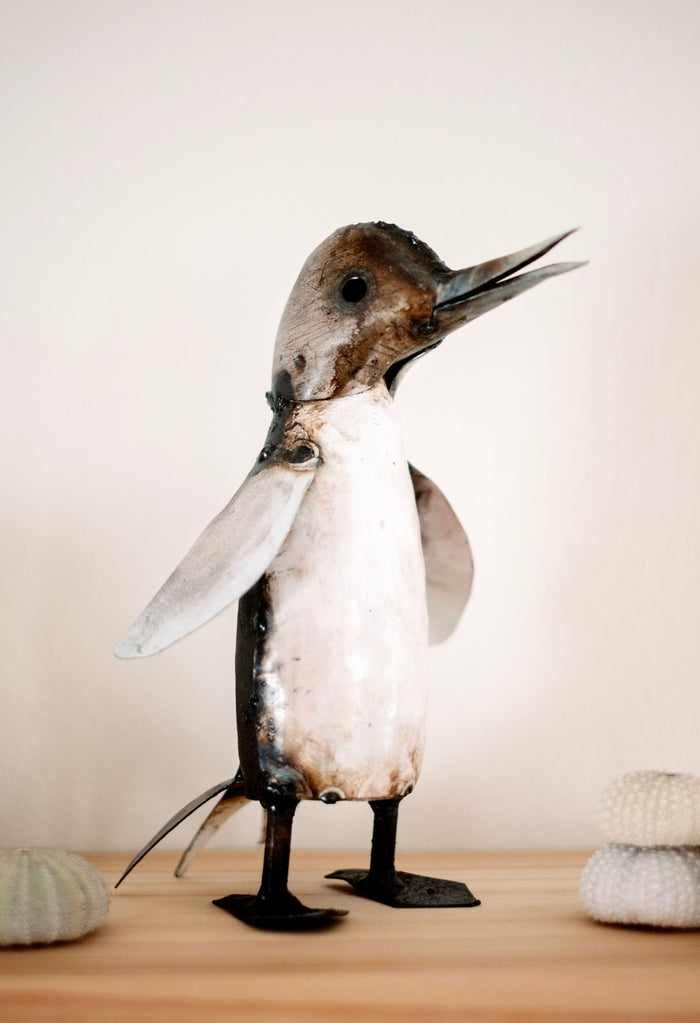 Recycled Metal Penguin Sculpture
