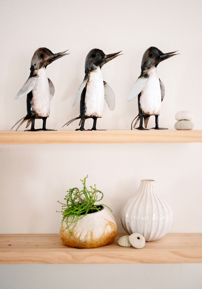 Recycled Metal Penguin Sculpture