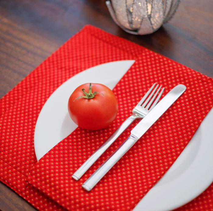 Red Reversable Shweshwe Cotton Padded Placemats (Set of 6)