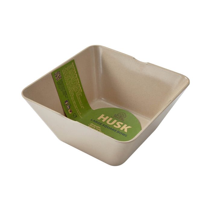 EcoSouLife Rice Husk Square Bowl Large, fits 2000ml, biodegradable & eco-friendly.