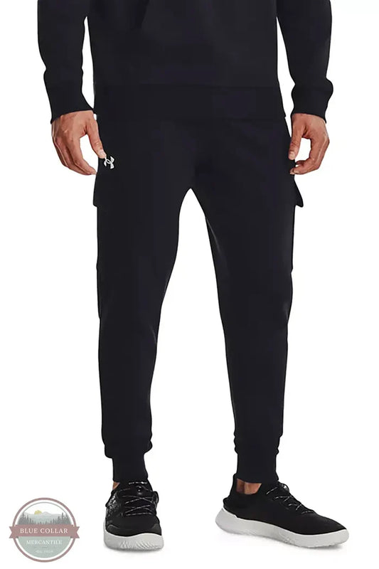 Under Armour 1382134-001 Rival Fleece Cargo Jogger in Black, front