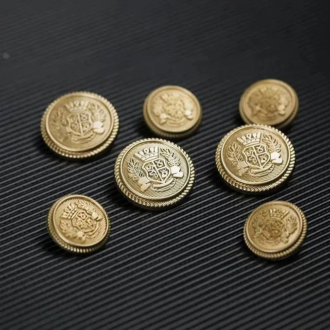 Royal Crest Antique Gold Metal Buttons | 18mm(28L) & 21mm(34L)
