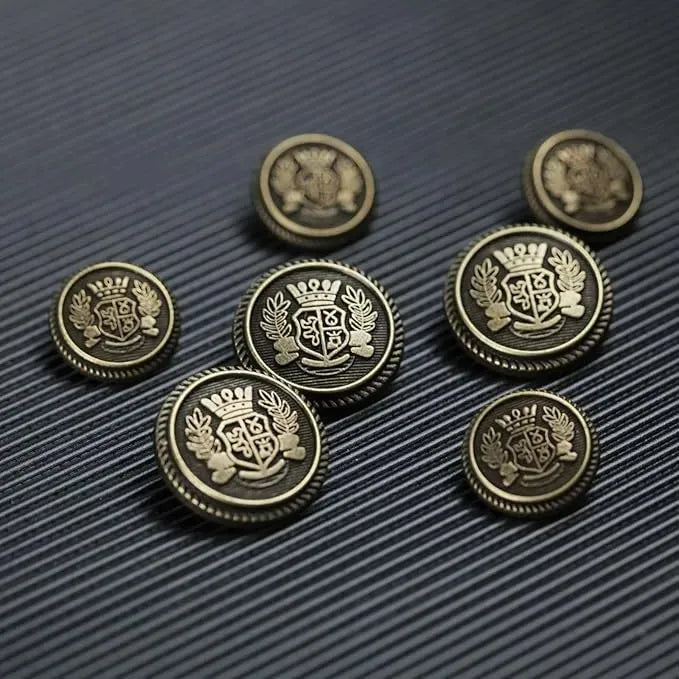 Royal Crest Antique Gold Metal Buttons | 18mm(28L) & 21mm(34L)