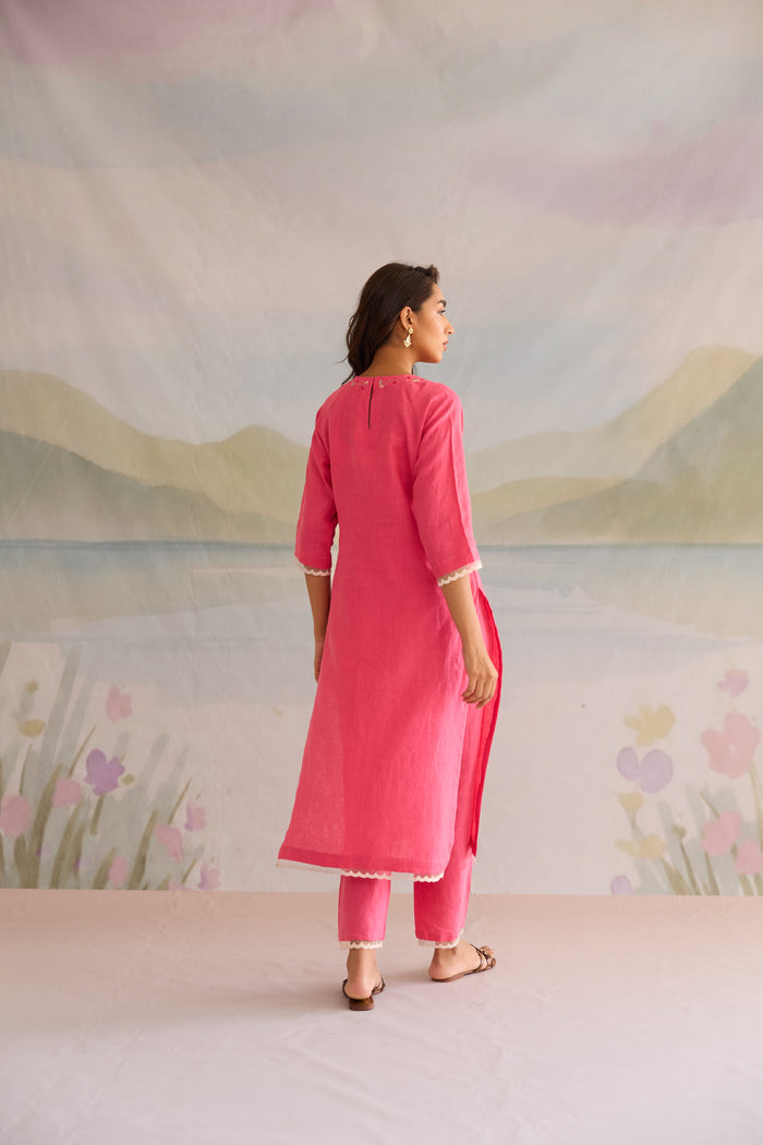 Ruby Linen Kurta Set