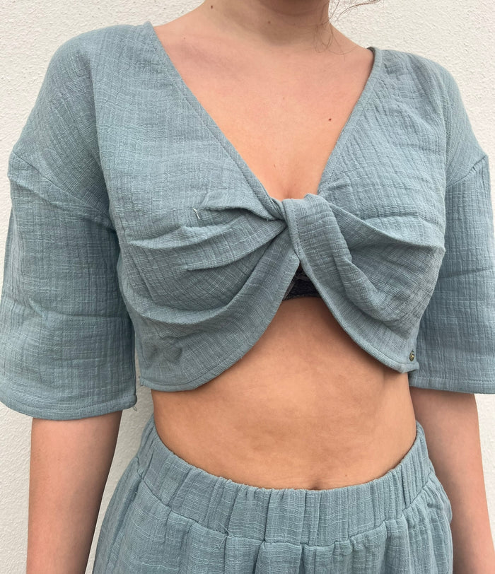 Rusty Somewhere Twisted Reversible Top - Dusty Blue by Rusty