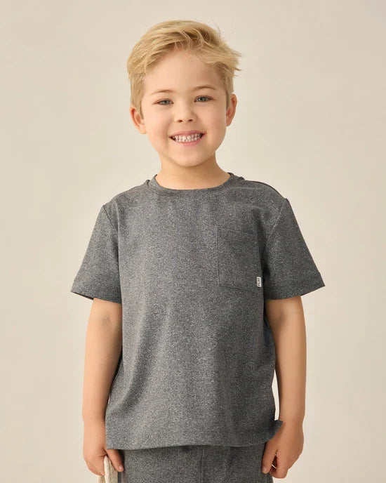 Rylee and Cru Cove Essential Pocket Tee - Heathered Black