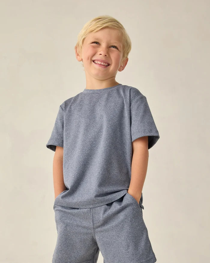 Rylee and Cru Cove Essential Pocket Tee - Heathered Marine