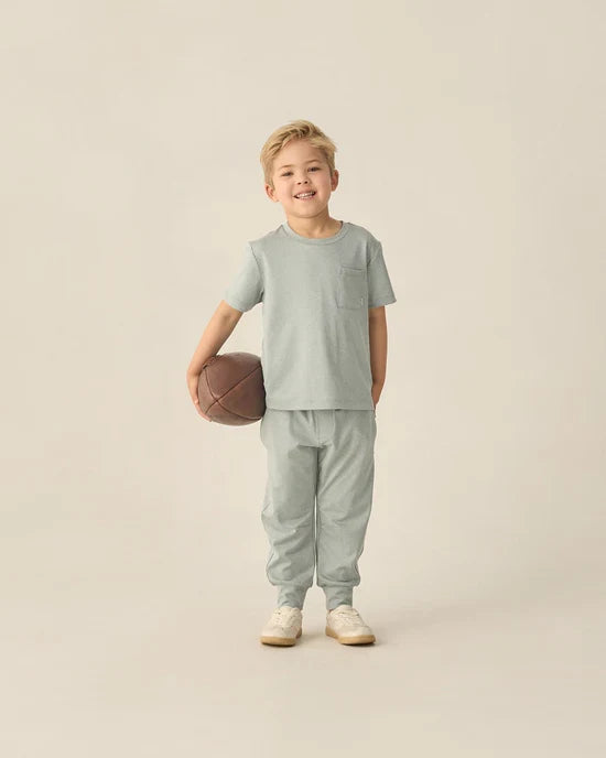 Rylee and Cru Cove Essential Pocket Tee - Heathered Sea Green