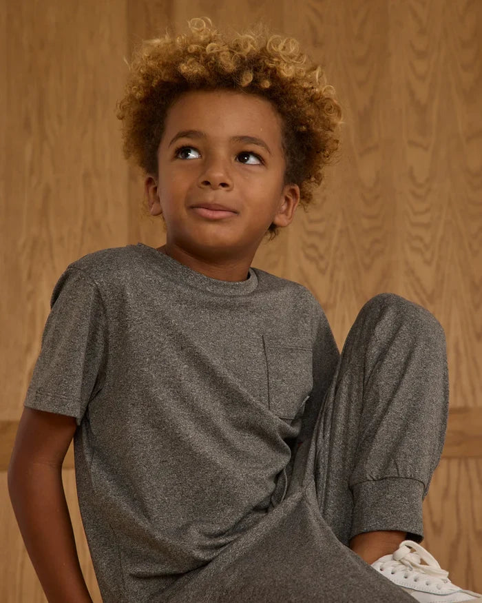 Rylee & Cru Cove Essential Pocket Tee - Heathered Black