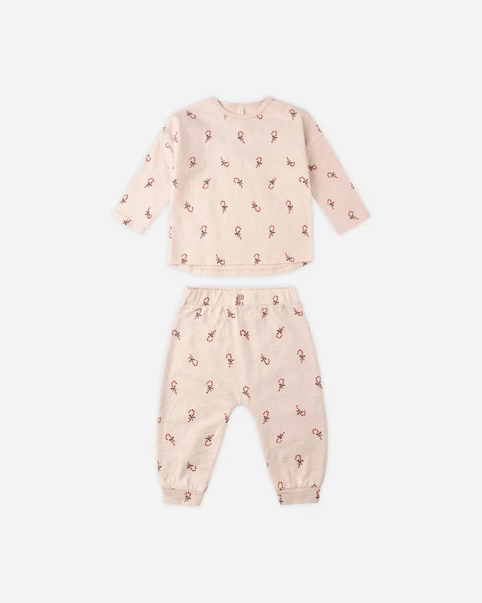 Rylee & Cru Long Sleeve Tee & Pant Set - Candy Canes
