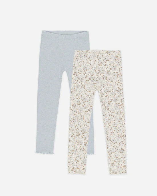 Rylee & Cru Ribbed Legging Set - Blue Ditsy, Light Blue