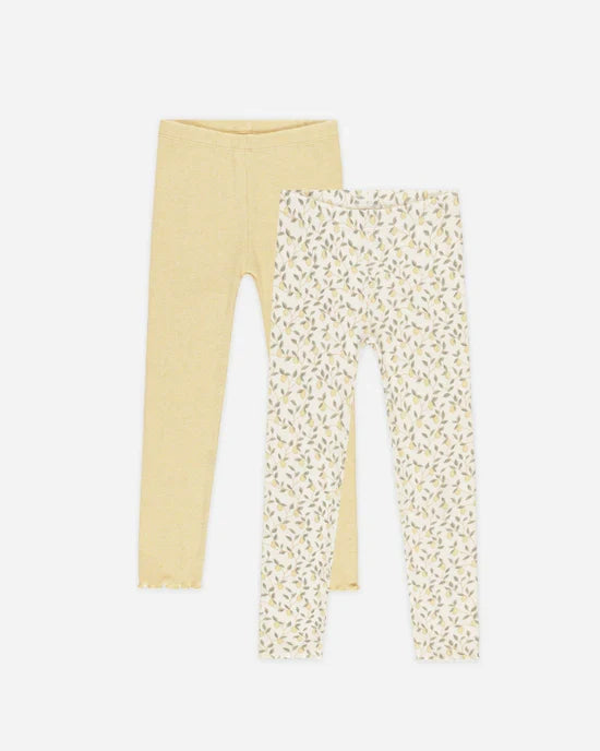 Rylee & Cru Ribbed Legging Set - Lemons, Yellow