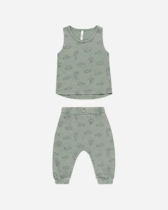 Rylee & Cru Tank & Slouch Pant Set - Sharks