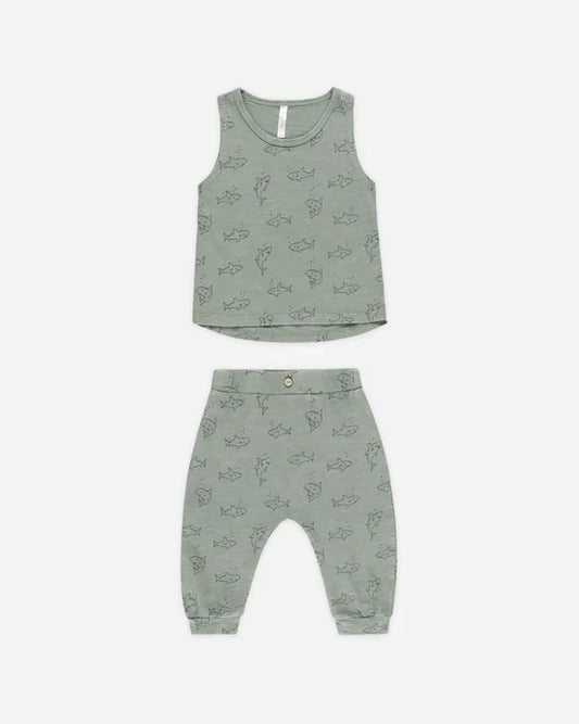 Rylee & Cru Tank & Slouch Pant Set - Sharks