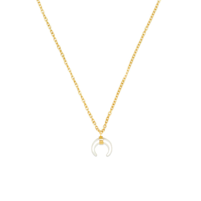 Salty Cali Mother Of Pearl Horn Necklace - Gold by Salty Cali