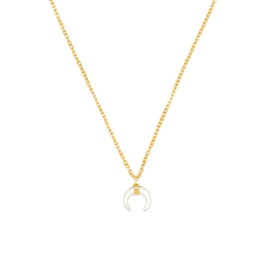 Salty Cali Mother Of Pearl Horn Necklace - Gold by Salty Cali
