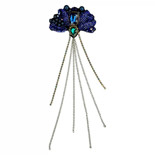 Ani Accessories sapphire sequins bead handmade chain patch with sparkling detailing for premium fashion and DIY use