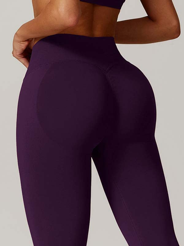Seamless Solid Color Elastic Tight Push Up Design Leggings