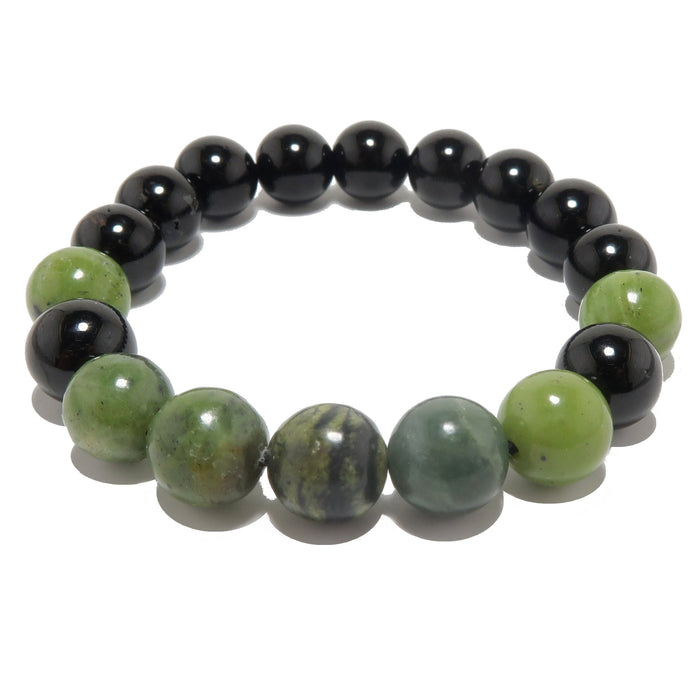 Serpentine Bracelet Black Obsidian Protective Wellness