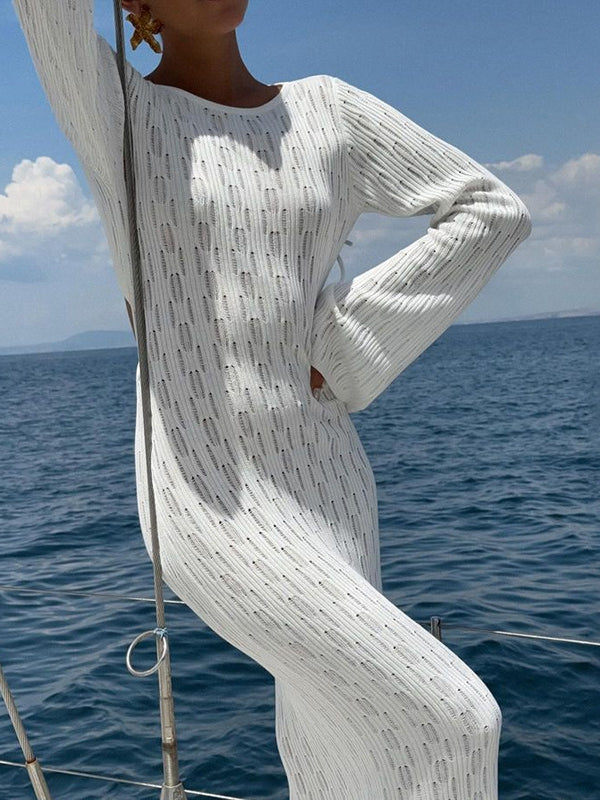Sexy Backless Fishnet Swimwear Cover Without Bikini Set Long Dress