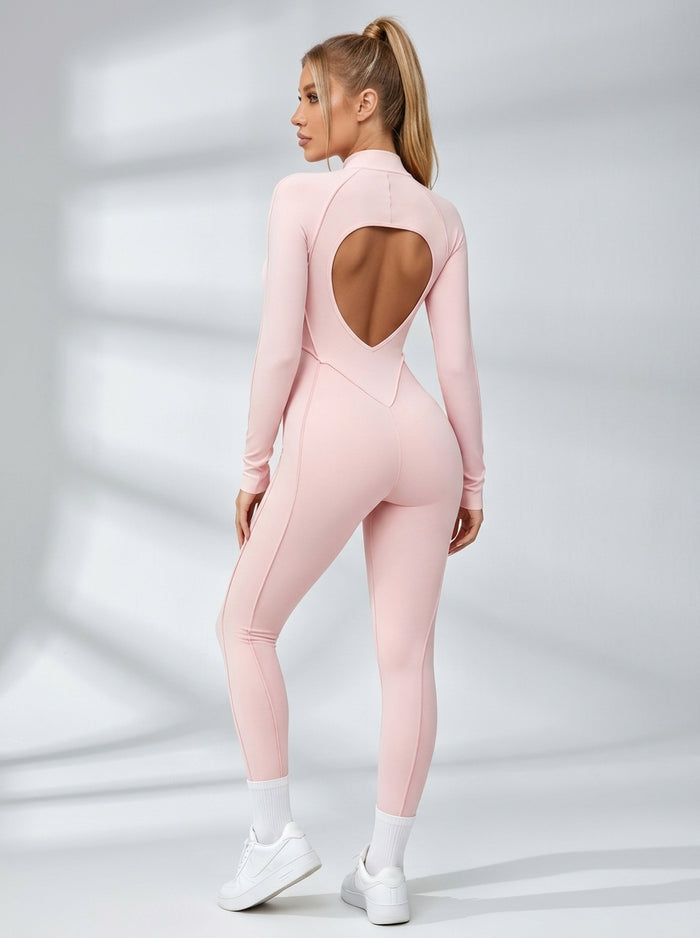 Sexy Backless Zipper Scrunch Bum Jumpsuit