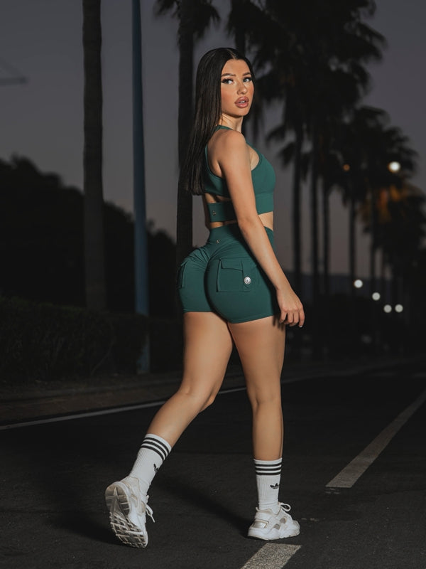 Sexy Cutout Pocket Short Tracksuit