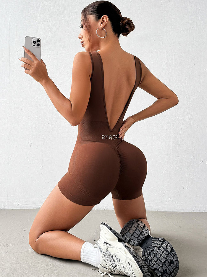 Sexy Deep V-shaped Waist Backless Hip-lift Elastic Tight Scrunch Bum Romper