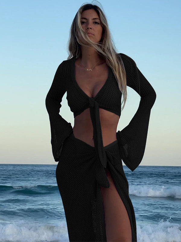 Sexy Fishnet 2-Pieces Without Bikini Set Swimwear Cover-up Dress
