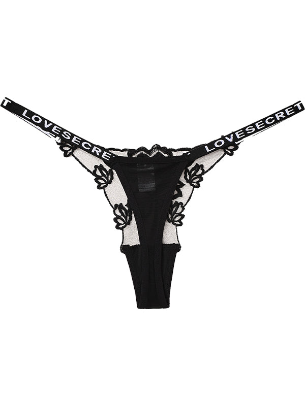 Sexy Flower Lace Mesh T-back Panties