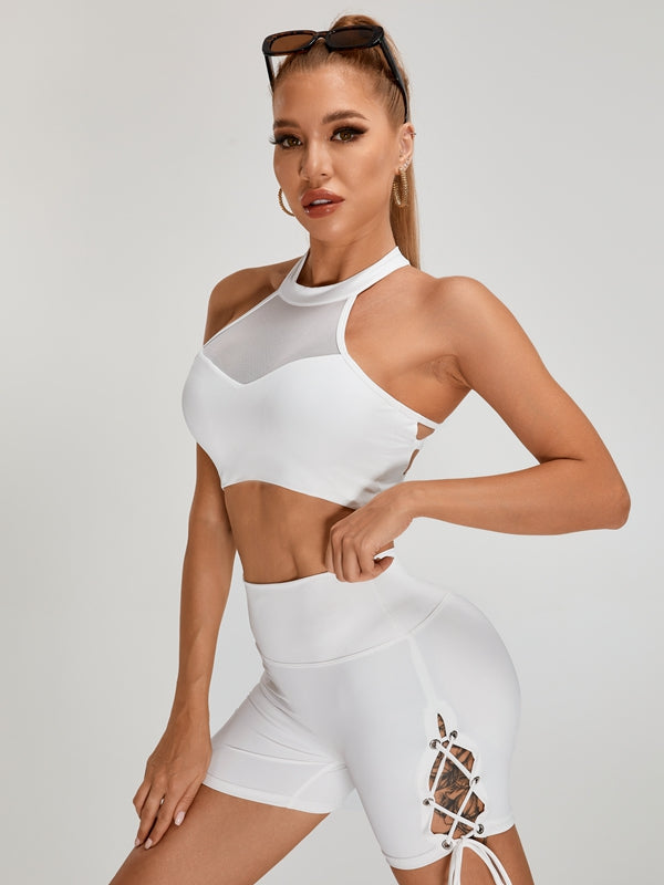 Sexy Mesh Cross Back Quick Dry Sports Bras