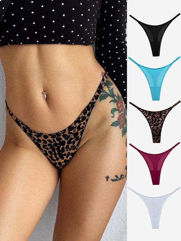 Sexy Solid Color Print T-Back Panties