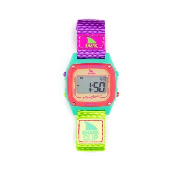 Freestyle Shark Classic Clip Sour Apple watch strap and display detail