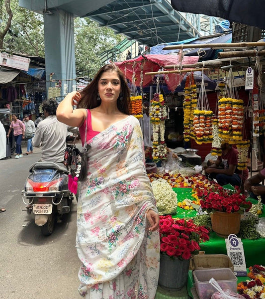 Shwet Linen Sari