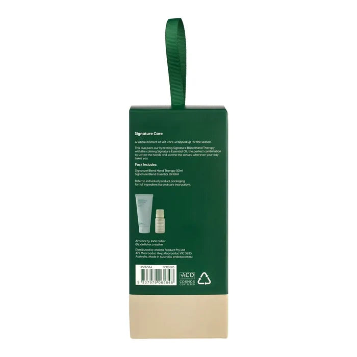 The back of a dark green and beige cardboard packaging box with a green hanging loop, featuring product details, a barcode, and small product images on a white background.