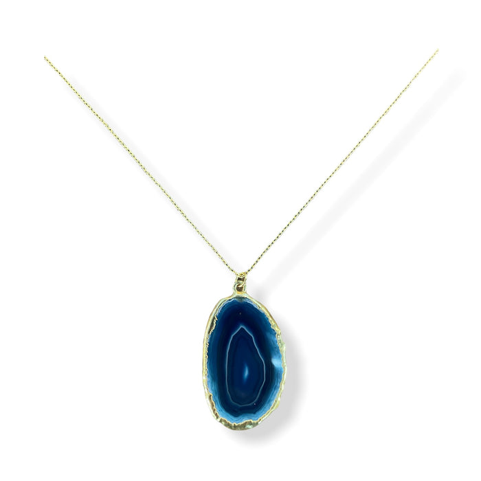 Small Agate Necklace in Navy - On The EDGE