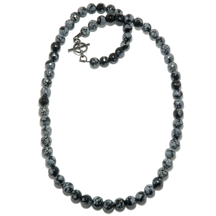 Snowflake Obsidian Necklace Ode to Winter Faceted Gem