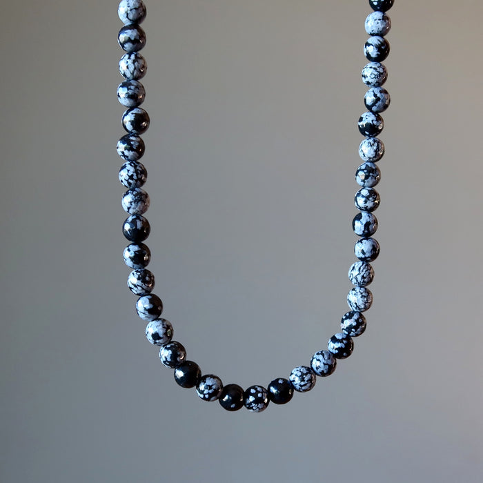 Snowflake Obsidian Necklace Ode to Winter Faceted Gem