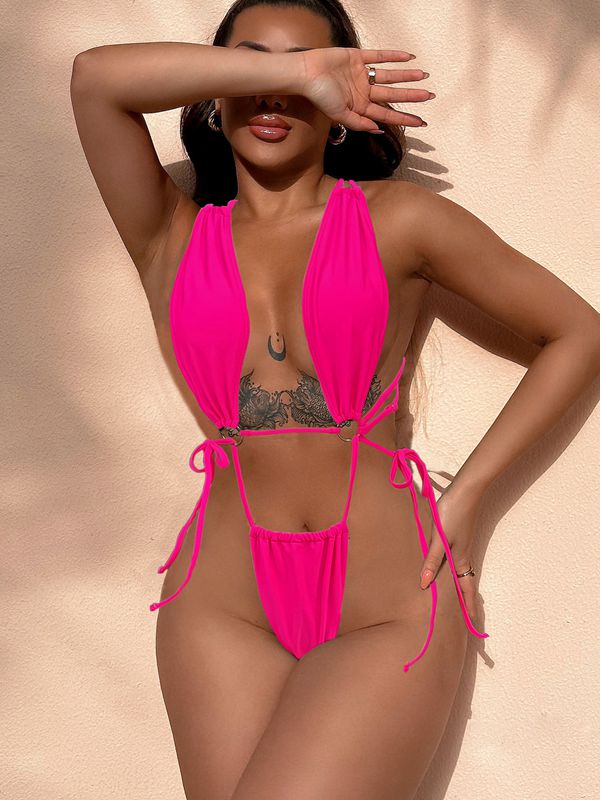 Solid Color Cross One Pieces
