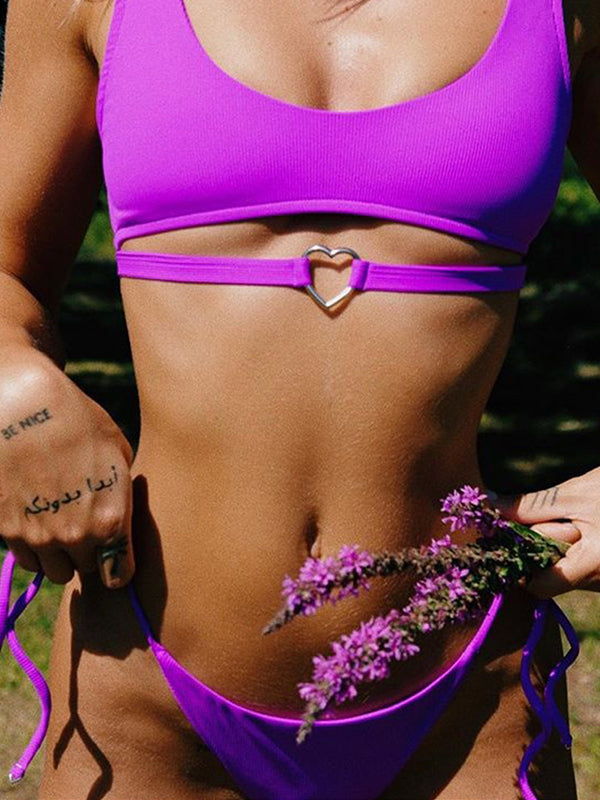 Solid Color Drawstring Bikini SetX ANECHKAANNN ⭐