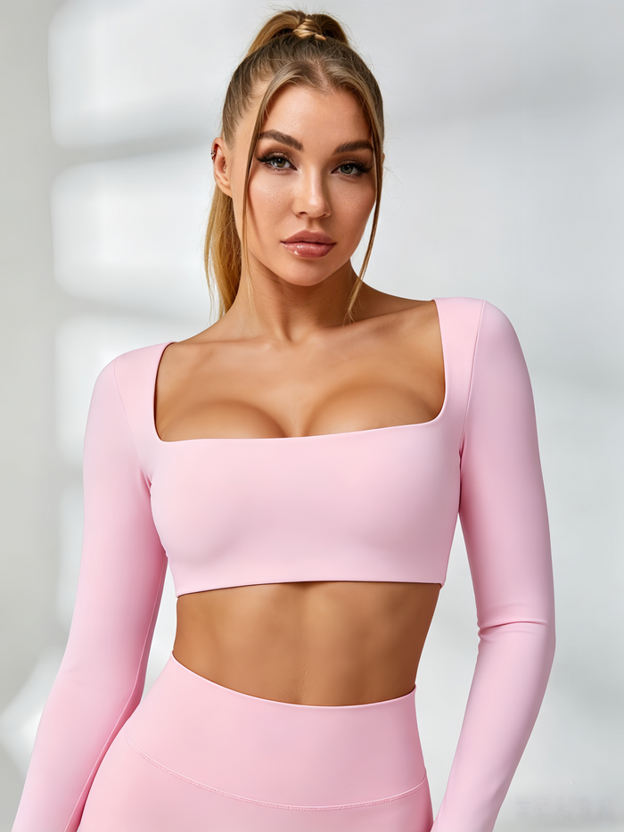 Square Collar Cropped Long Sleeves