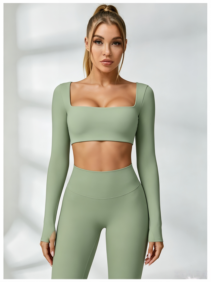 Square Collar Cropped Long Sleeves