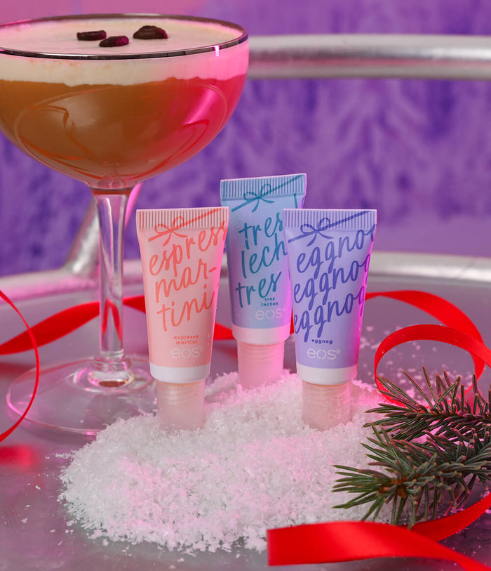 mini super balms in a holiday background