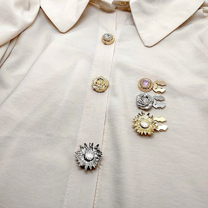 Sunflower Metal Button Covers | Set of 2
