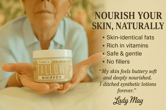 Scented Whipped Tallow Trio - 9oz Lavender, Vanilla Bean & Eucalyptus Tea Tree | Grass-Fed Skincare Bundle vanilla tallow whipped jar