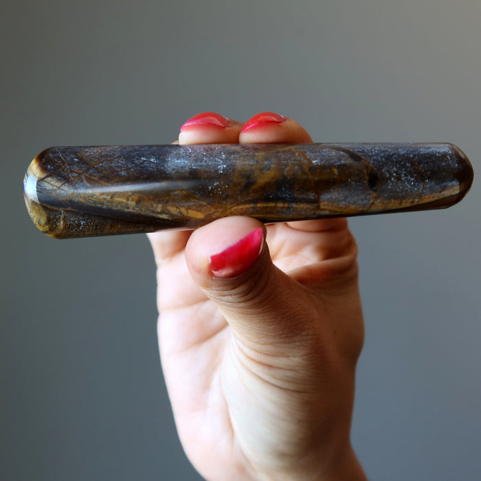 Tigers Eye Massage Wand Hematite Earth Energy Stone