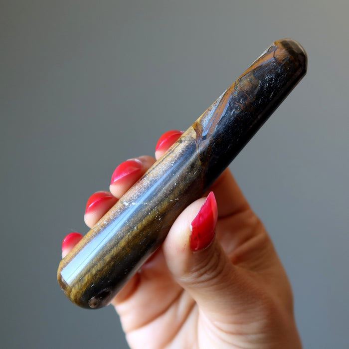 Tigers Eye Massage Wand Hematite Earth Energy Stone